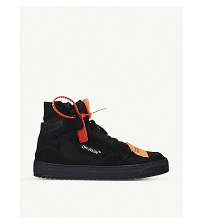 Shop Off-white Off-court Leather High Top Trainers In Black