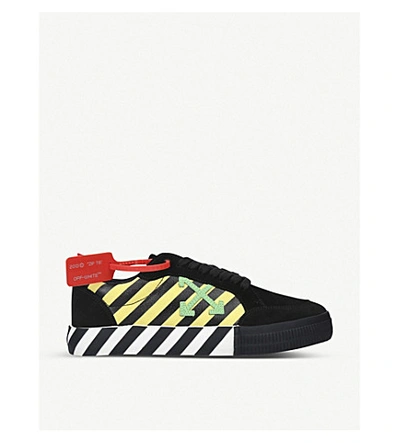 Shop Off-white Vulc Striped Low-top Canvas Trainers In Black/comb