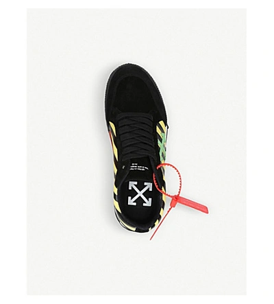 Shop Off-white Vulc Striped Low-top Canvas Trainers In Black/comb