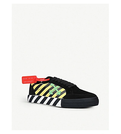 Shop Off-white Vulc Striped Low-top Canvas Trainers In Black/comb