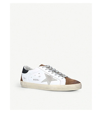 Shop Golden Goose Superstar Leather And Suede Trainers In Beige Comb