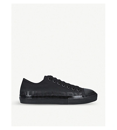 Shop Burberry Larkhall Canvas Trainers In Black