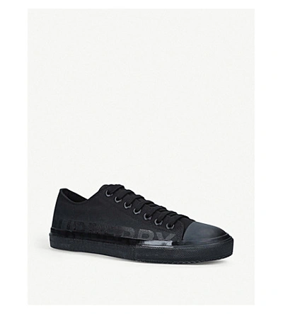 Shop Burberry Larkhall Canvas Trainers In Black