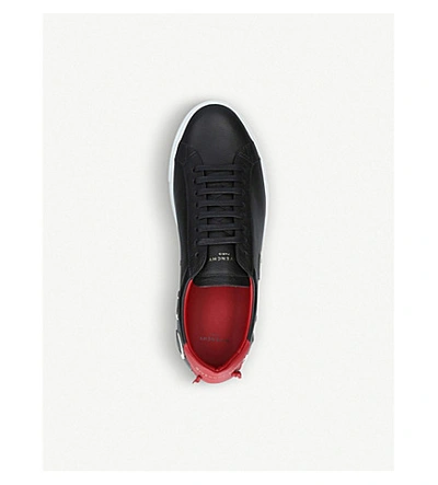 Shop Givenchy Knot Logo Leather Trainers In Blk/red