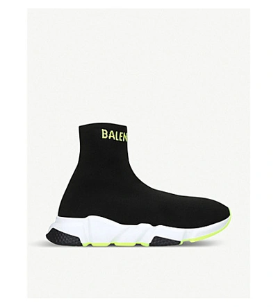 Shop Balenciaga Speed Knit Knitted Mid-top Trainers In Black/comb