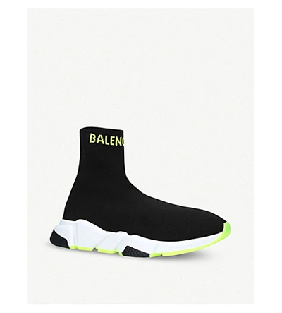 Shop Balenciaga Speed Knit Knitted Mid-top Trainers In Black/comb