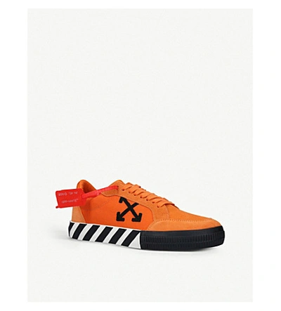 Shop Off-white Vulc Striped Low-top Canvas Trainers In Orange