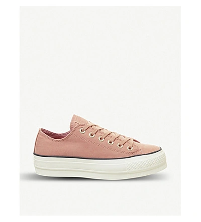 Shop Converse All Star Low Platform Leather Trainers In Pink Blush Black