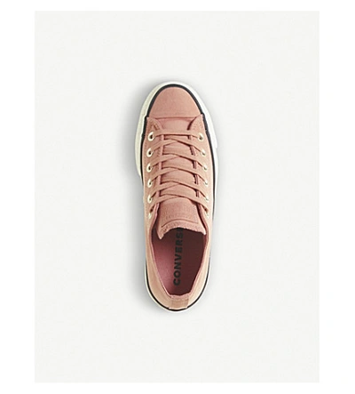 Shop Converse All Star Low Platform Leather Trainers In Pink Blush Black