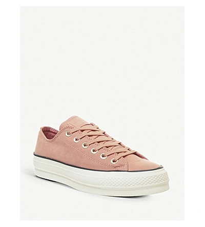 Shop Converse All Star Low Platform Leather Trainers In Pink Blush Black
