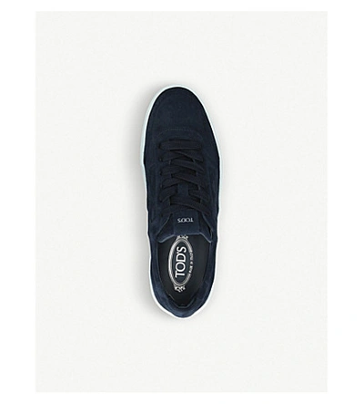 Shop Tod's Cassetta T Suede Trainers In Navy