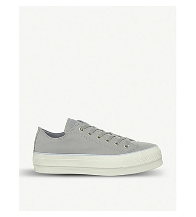 Shop Converse All Star Low Platform Leather Trainers In Dolphin Porpoise