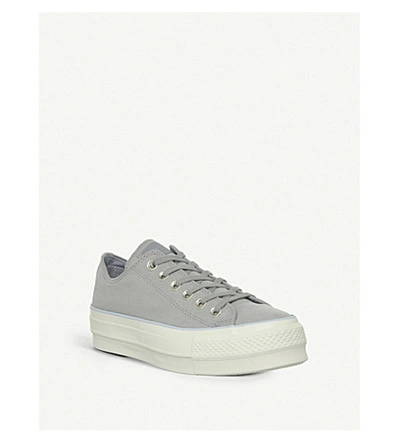 Shop Converse All Star Low Platform Leather Trainers In Dolphin Porpoise