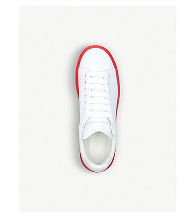 Shop Alexander Mcqueen Show Leather Trainers In White/red