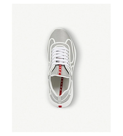 Shop Prada Bike Fabric Nylon Trainers In Argento Bianco