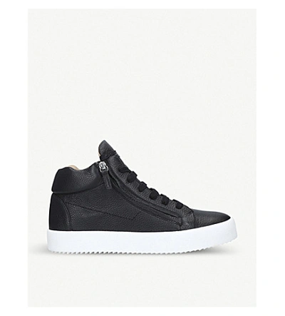 Shop Giuseppe Zanotti Justy Double-zip Leather Trainers In Black