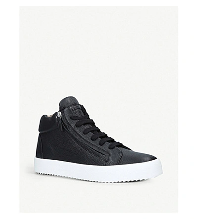 Shop Giuseppe Zanotti Justy Double-zip Leather Trainers In Black