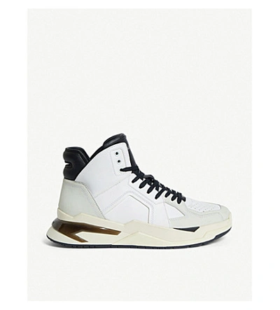 Shop Balmain B Ball Leather Trainers In White/blk