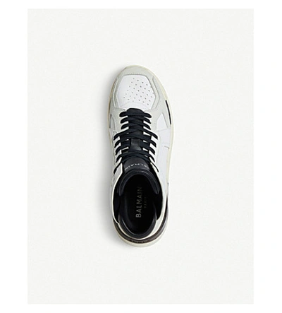 Shop Balmain B Ball Leather Trainers In White/blk