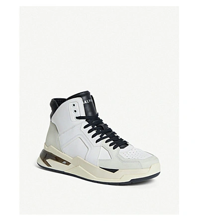 Shop Balmain B Ball Leather Trainers In White/blk