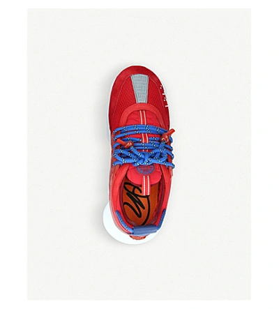 Shop Versace Chain Reaction Leather And Mesh Trainers In Red