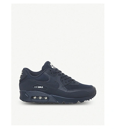 Nike Air Max 90 Leather And Mesh Trainers In Midnight Navy White | ModeSens