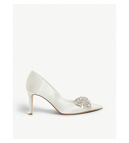 ivory satin court shoes