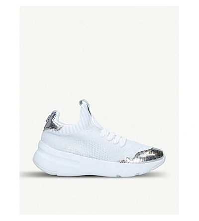 Shop Dkny Pamela Stretch-knit Sock Trainers In White/comb