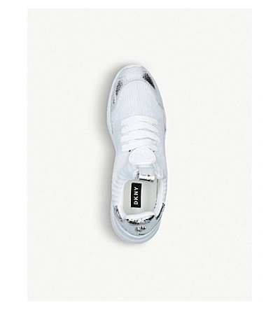 Shop Dkny Pamela Stretch-knit Sock Trainers In White/comb