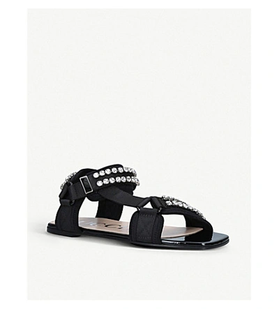 Shop Gucci Shea Canvas Sandals In Black