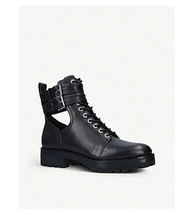 Shop Michael Michael Kors Bensen Cut-out Detail Leather Boots In Black