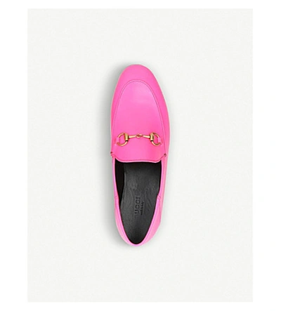 Shop Gucci Brixton Collapsible Leather Loafers In Fushia