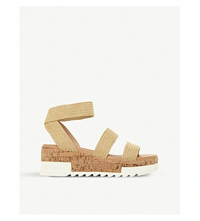 Shop Steve Madden Bandi Elastic-strap Platform Sandals In Natural-raffia