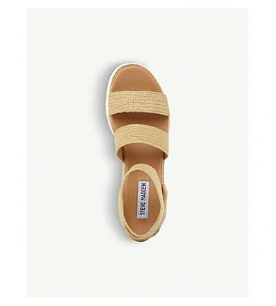 Shop Steve Madden Bandi Elastic-strap Platform Sandals In Natural-raffia