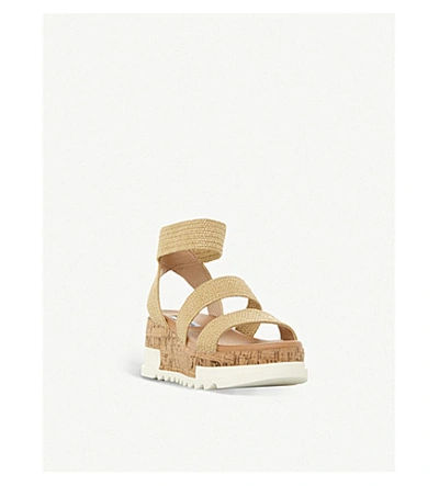 Shop Steve Madden Bandi Elastic-strap Platform Sandals In Natural-raffia