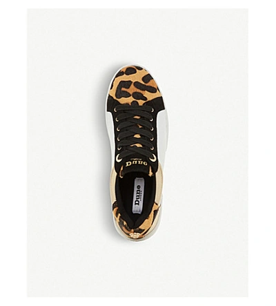 Shop Dune Ellenie Leopard-detail Leather Trainers In White-leather