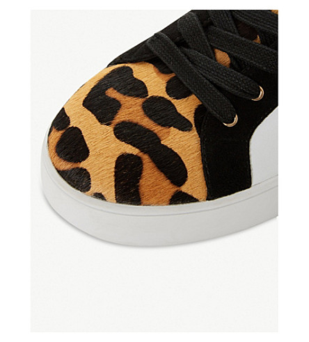 dune white leopard print trainers