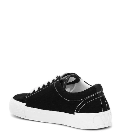 Shop Valentino Tricks Canvas And Suede Sneakers In Black