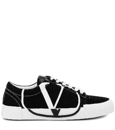 Shop Valentino Tricks Canvas And Suede Sneakers In Black