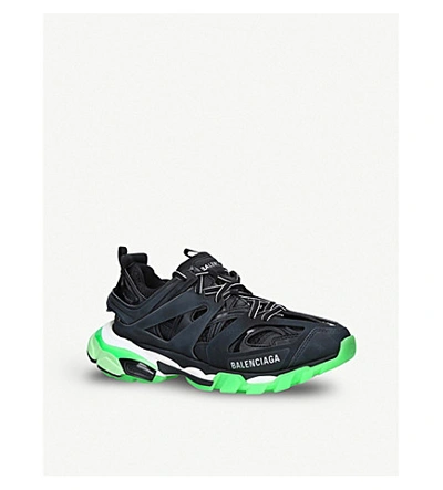 Shop Balenciaga Track Nylon And Mesh Glow-in-the-dark Trainers In Blk/other