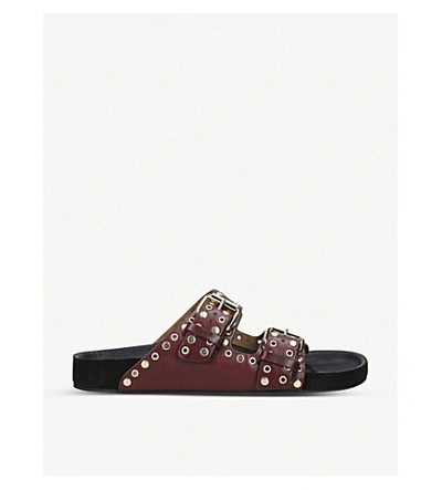 Shop Isabel Marant Lennyo Studded Leather Sandals In Wine
