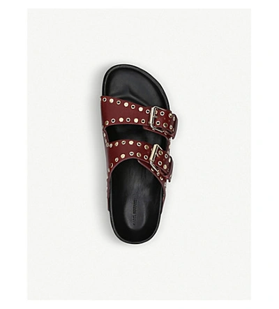 Shop Isabel Marant Lennyo Studded Leather Sandals In Wine