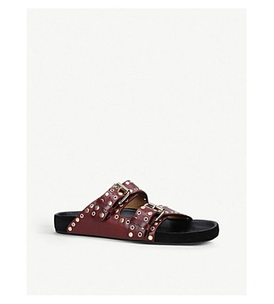 Shop Isabel Marant Lennyo Studded Leather Sandals In Wine