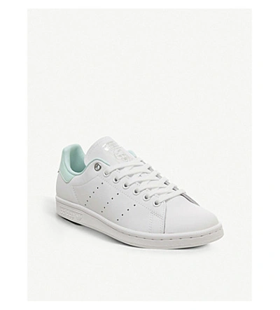 Shop Adidas Originals Stan Lee Low-top Leather Trainers In White Silver Mint