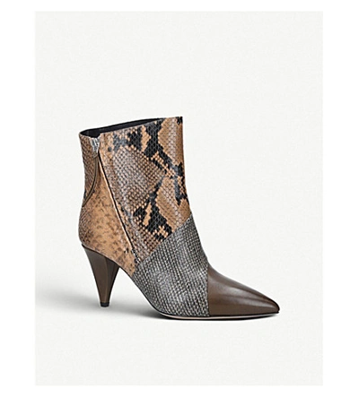 Shop Isabel Marant Latts Snake-print Leather Ankle Boots In Camel/oth