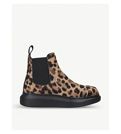 Shop Alexander Mcqueen Hybrid Leather Ankle Boots In Blk/brown