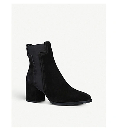 Shop Tod's T-gusset Suede Chelsea Boots In Black/comb