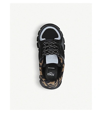 Shop Fendi Ff Logo-print Leather And Canvas Trainers In Black