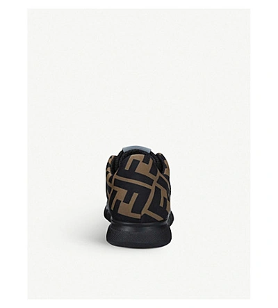Shop Fendi Ff Logo-print Leather And Canvas Trainers In Black