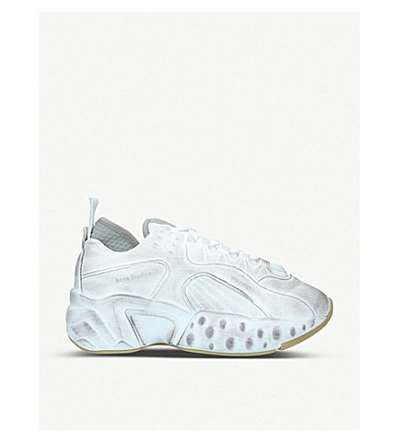 Shop Acne Studios Manhattan Distressed Suede Trainers In White/oth